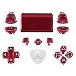 eXtremeRate Scarlet Red Classical Symbols Custom Replacement Full Set Buttons for ps4 Slim Pro CUH-ZCT2 Controller - Compatible with ps4 DTFS LED Kit - Controller NOT Included