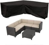 J&C Outdoor Sectional Sofa Cover V Shape 420D Patio Sectional Covers Waterproof Heavy Duty Patio Furniture Couch Cover UV Resistant 118x118inch Full Protection Large 300x300cm