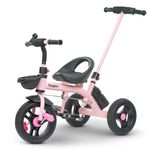 Baybee Triker 2 in 1 Baby Tricycle for Kids, Smart Kids Tricycle with Parental Push Handle, Eva Wheels, Footrest & Baskets | Kids Cycle Trikes | Baby Cycle for Kids 1.5 to 5 Years Boys Girls (Pink)