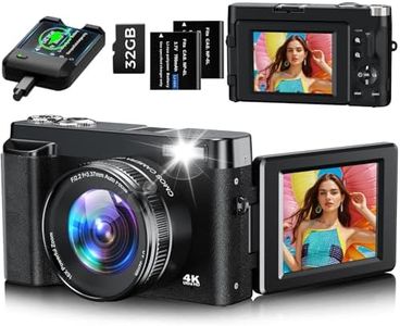 Digital Camera, 4K 48MP Autofocus Compact Digital Camera with 32G Memory Card 16X Digital Zoom, Vlogging Camera with 3.0 inch 180° Flip Screen and Charging Station for Teenagers, Beginners（Black）
