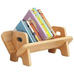 Wood Desktop Bookshelf, Children Tabletop Tilted Bookcases, Book Organizer Bookshelves Storage Rack for CDs/Magazine/Books Display (Wood)