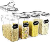 Wildone Cereal Container Set, Food Storage Containers [Set of 4] Large Airtight Storage Keeper 4L(135.2oz), Leak-Proof & BPA Free, Great for Cereal, Flour, Sugar, Baking Supplies