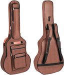 Bekith Acoustic Guitar Bag 40 41 42 Inches, 6 Pockets Guitar Case Waterproof Oxford Cloth Thick Sponge Pad, Dual Adjustable Shoulder Strap Soft Guitar Case Gig Bag, Brown