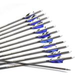 12pc 30-Inch 400-Spine Arrow Removable Tips Targeting Hunting Arrow Turkey Feather 3 Inch Feathered Carbon Arrows for Traditional Bow Long-Bow Compound Bow Recurve Bow Adult Youth Archery Blue Camo