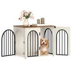 Hzuaneri 68 cm Wooden Dog Crate Furniture, Indoor Dog Kennel Dogs Cage for Small Dogs, Heavy Duty Dog Crates Decorative Pet House End Side Table TV Stand, White Brown DFC85514B
