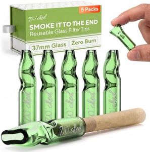 5PCS Reusable W'cked Glass Filter Tips for Pre Rolled Rolling Paper Cones, Slim Cigarettes, Glass Rolling Tip Mouthpieces (Green)