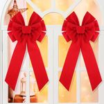 LATERN 4Pcs Christmas Velvet Bow, 90cm x 45cm Large Red Door Bows Christmas Tree Bow Christmas Wreath Bow Festival Wrapping for Christmas Tree Fireplace Home Front Door Decorations