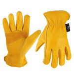 Kim Yuan Leather Work Gloves, with Wrist, Wear-Resisting Puncture-Proof For Yard Work, Gardening, Farm, Warehouse, Construction, Motorcycle, Men & Women Medium 1 Pair