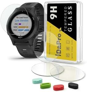 iDaPro [4 Pack] Screen Protector for Garmin Forerunner 945 Smartwatch + Silicone Anti-dust Plugs Tempered Glass Anti-Scratch Bubble-Free