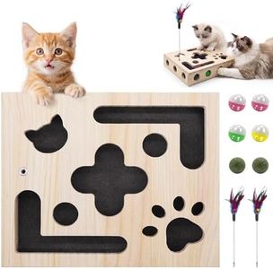 Hyfico Cat Toys for Indoor Cats - Cat Nail File Box with Interactive Cat Toys, 2026 Upgraded Cat Puzzle Feeder Scratch Puzzle Toy for Indoor Cats, Natural Claw Care (Natural Wood)