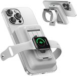 Portable Charger with Apple Watch Charging, 10000mAh Magnetic Wireless Power Bank for iPhone 16/15/14/13/12, Apple Watch, Samsung, Google Pixel (Magnetic Case), Foldable Stand, Wired PD 18W, White