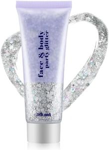 Gel Glitter Per Il Corpo, Paillettes Argento Per Il Viso, Lozione Scintillante Olografica, Gel Per Viso E Corpo Per Occhi, Capelli, Unghie, Arte Fai-Da-Te, Ideale Per Il Trucco Da Festa,Cosplay(50ml)