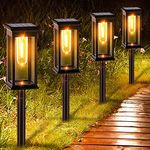 Amzxart 8 Pack Solar Pathway Lights Outdoor,Solar Outdoor Lights Waterproof,Auto-on/Off Pathway Lights Solar Powered, Garden Lights Decor Lawn Yard Pathway Solar Powered Landscape Lighting