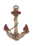 Nagina International Blue Wood Ship Anchor White Rope Wall Art Nautical Sailor Sea Ocean Beach Decor - Home Decor - Pirate Nursery Gift