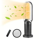 Ocean Loong 1500W Space Heater & Bladeless Tower Fan & HEPA Air Purifier 3in1, Ceramic Heater with Thermostat, Tip-Over Switch, Remote & Screen-Touch Control, Timer, Oscillation, 29", AB01H (Grey)