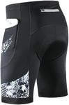 Men Bicycle Shorts Biking Pants Gel Padded with Phone Pockets Black Skull US S