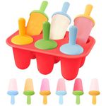 AdWon Ice Lolly Moulds Mini Silicone Popsicle Mold,BPA Free Reusable Ice Pop Maker –6 Cavity Ice Pop Mould for Portion Control & Tiny Hands (Red)