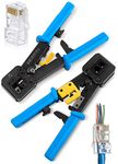 SmartTech crimping tool RJ45 for Pass Through Connector Cut Strip Crimp Electrical Cable Heavy Duty Crimper for RJ11 RJ45 Plugs Professional Networking Cat5 5e Cat6 Crimp Tool (Pass Through Tool)