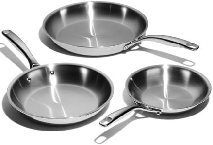 LEGEND COOKWARE 3-Piece (8",10", & 12") Stainless Frying Pan Set | 5 Ply Stainless Steel Clad | Induction Compatible, Oven Safe 800°F - Non-Toxic, No Coatings - Even Heating, Won't Warp