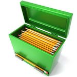 Pencil Dispenser Holder Green Stainless Steel Dispenser for Pencils with 6 Beautiful stickers for Decoration Metal Pencil Dispenser for Classroom Home Office Teachers Students (Pencils Not Included)