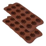 Kuber Industries Chocolate Mould | Silicone Cookies Mould Cake | Chocolate Cookies Tray | Flower Chocolate Mould Tray | Non-Stick Cookies Moulds | Candy Mold Tray | Pack of 2 | Brown