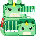 3PCS Dinosaur Backpack for Boys, 15" Kids Bookbag with Lunch Box, School Bag for Elementary Preschool Toddler