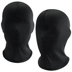 2 Pack Black Full Face Mask Halloween Full Black Mask Full Face Cover Spandex Mask Zentai Hood Mask Full Head Cover Mask Faceless Mask Morph Mask for Halloween Party Costume Unisex Men Adult Women