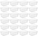 Sterilite 16 Qt Storage Box, Stackable Bin with Lid, Plastic Container to Organize Shoes and Crafts on Closet Shelves, Clear with White Lid, 24-Pack