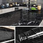 Livelynine 90cm x 5m Wide Black Marble Contact Paper Countertop Adhesive Covering Peel and Stick Countertops Waterproof Wallpaper for Desk Cover Kitchen counter top Peel and Stick Table Top Vinyl Wrap