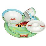 Children's Porcelain Dinnerware Sets, Kids Dinnerware Sets, Dishwasher Safe Porcelain Dinnerware Sets For Kids, Kids Porcelain Plates - Bowl - Junior Mug - Egg Cup Sets, Children's Porcelain Tableware Sets (Firetruck)