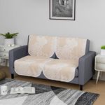 Kuber Industries Sofa Cover | Net Sofa Slipcover Set | Sofa Cover for Living Room | Sofa Slip Cover for Hall | 2-Seater Sofa Cover for Home Decor | Sofa Cover Set | Peacock-Design | 4 Piece | Cream