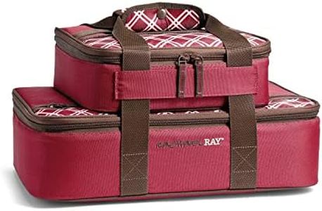 Rachael Ray Lugger Duo, Insulated Casserole Carrier for Hot or Cold Food, Thermal Lasanga Lugger Tote for Pockluck, Parties, Picnic, and Cookouts, Fits 9" x 13" Baking Dish, Burgundy