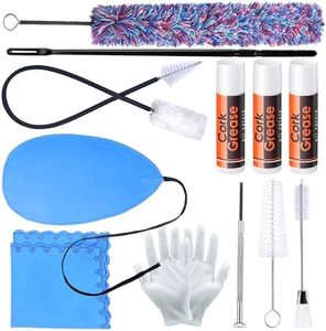 Flute Cleaning kit with 3 Cork Grease, Multifunctional Different Brushes, Sax Cleaning Cloth, Clarinet Swab and Cleaning Rod, Cotton Gloves and More Flute Maintenance Care Set