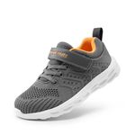 DREAM PAIRS Boys KD18001K Lightweight Breathable Running Athletic Sneakers Shoes Grey Orange, Size 5 M US Big Kid