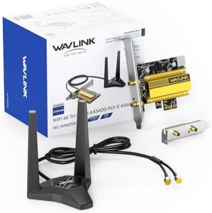 WAVLINK AXE5400 PCIe WiFi 6E WiFi Card with Magnetic Antennas, 2026 Tri-Band Wireless Network Card with Bluetooth 5.3, AX210 Chip, MU-MIMO, WPA3, OFDMA, Low-Profile Bracket, Heat Sink