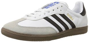 ADIDAS SAMBA SOCCER SHOES, WHITE/BLACK-GUM, 10 UK D(M)