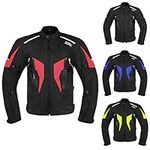 DALLX Motorcycle Textile Adventure Dirt Bike Riding Jackets with CE Armor for Mens Width Adjustment and Air Vent Zipper, Black Red, Large