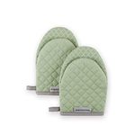 KitchenAid Asteroid Mini Cotton Oven Mitts with Silicone Grip, Set of 2, Pistachio