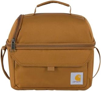 Carhartt Insulated 12 Can Two Compartment Lunch Cooler, Durable Fully-Insulated Lunch Box, Dual Compartment (Carhartt Brown)