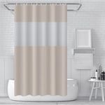 COSORO PEVA Shower Curtain 180x180cm,Heavy Duty Plastic Beige Spliced Weighted Shower Curtains Mould Proof Resistant Waterproof Bath Curtains with 12 Hooks for Wet Room,Bathroom,Shower Stall,Bath Tub