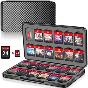 Switch Game Case Holder with 24 Cartridge Slots and 24 Micro SD Card Storage, Slim Portable Game Organizer Traveler Gift Accessories with Magnetic Closure, Protective Hard Shell and Soft Lining