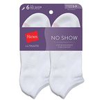 Hanes Ultimate Women's 6-Pack No-Show Socks, White, Shoe Size: 5-9