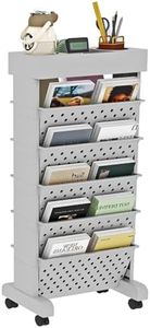 YEMUNY 6 Tier Rolling Utility Cart Multi-Functional Movable Storage Book Shelves with Lockable Casters for Study Office Classroom, Grey