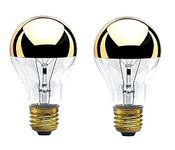 Bulbrite 60A19HG 60-Watt A19 Bulb, Half Gold, Medium Base - 2 Pack