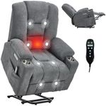 FOREOCELIV Large Power Lift Recliner Chair with Massage and Heat for Elderly Overstuffed Wide Recliners Heavy Duty Motion Mechanism with USB and Type C Ports 2 Steel Cup Holders