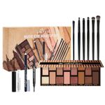 Professional Makeup Eye Shadow Palette, Eyeshadow Palette Make up Set, Warm Natural Neutral Cosmetic Eye Shadows, 16 Blendable Shades with Highly Pigmented Shimmer Matte, Pressed Pigments (A)