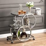 FERFALDER Home Bar Serving Carts 3 Tier Kitchen Carts on Wheels Mobile Bar Carts for Home Kitchen Dining Room Living Room Party, Chrome