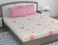 Divine Casa Cotton Blend Soft Lightweight Bedsheets for Double Bed Size with 2 Pillow Covers, Lilly Blush, Super Lemon