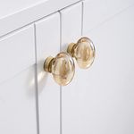 MANTARA C-0008 Champagne/Oval Shape Design Knobs Brass + Artificial Crystal Pulls Drawer Knobs Cabinet Handles Furniture Hardware(Pack of 2)