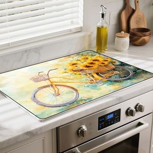 Silicone Glass Stove Top Cover- Mat for Electric Stove Protector with Anti-Slip Rubber Coating XL Dish Drying Mats Scratch-Resistant (Bicycle, 30" x 21")